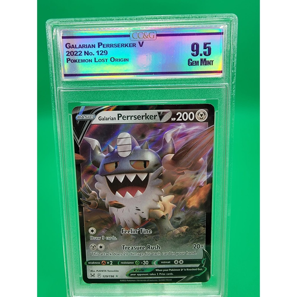 Pokémon Galarian Perrserker V 129/196 Lost Origin Card CC&G 9.5 Gem Mint